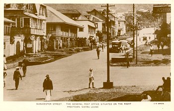 Gloucester Street. The General Post Office situated on the right, Freetown, Sierra Leone