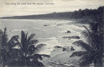 View along the coast from Mt. Lavinia, Colombo.