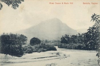 River Scene & Rock Hill Badulla, Ceylon