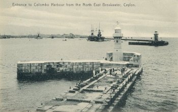 Entrance to Colombo Harbour from the North East Breakwater, Ceylon.
