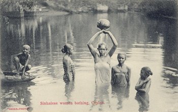 Sinhalese women bathing, Ceylon.