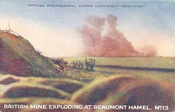 British Mine Exploding At Beaumont Hamel. No. 13
