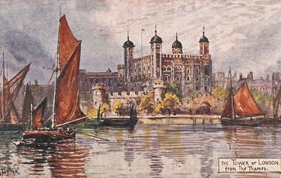 The Tower of London, from the Thames.